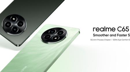 Realme C65 5G : écran 120Hz, puce MediaTek Dimensity 6300 et batterie 5000mAh pour 119$.