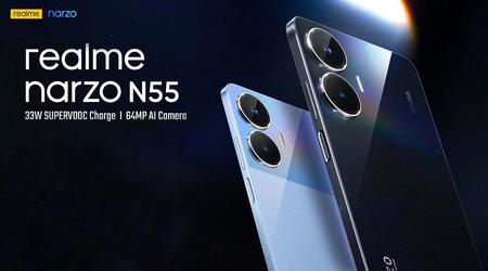 realme narzo N55 : écran de 6,72″ à 90Hz, puce MediaTek Helio G88 et batterie de 5000mAh pour 134$.