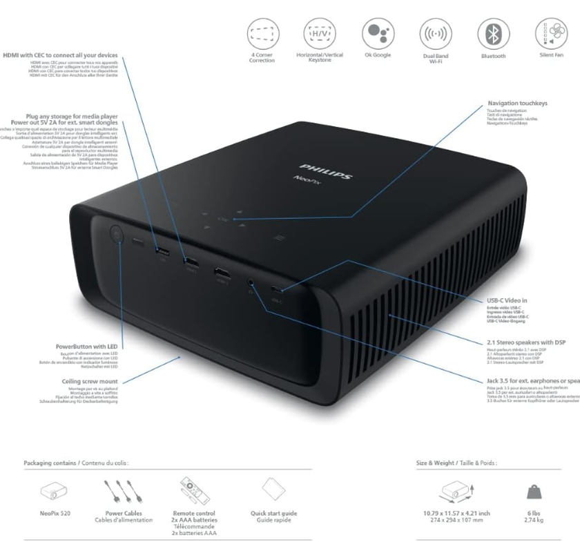 Projecteur LED Philips NeoPix 520 Meilleur projecteur Philips