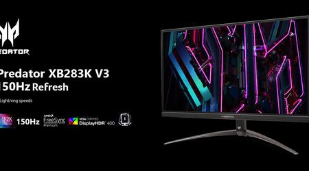 Acer Predator XB283K V3 - Moniteur de jeu 4K avec taux de rafraîchissement de 150Hz et HDMI 2.1 pour le prix de 500