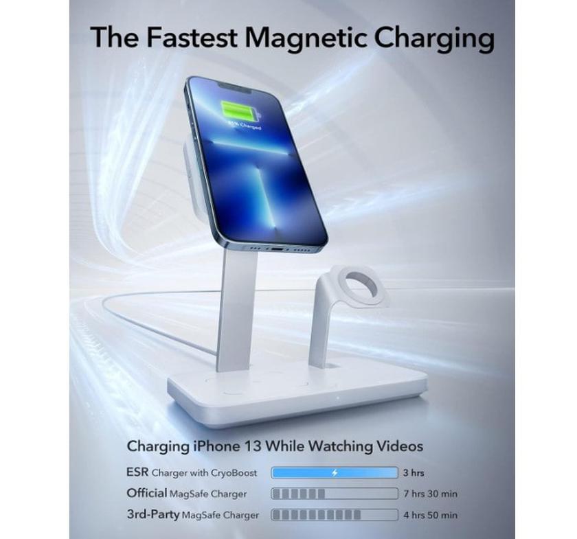 chargeur sans fil rapide ESR HaloLock 3-en-1 premium