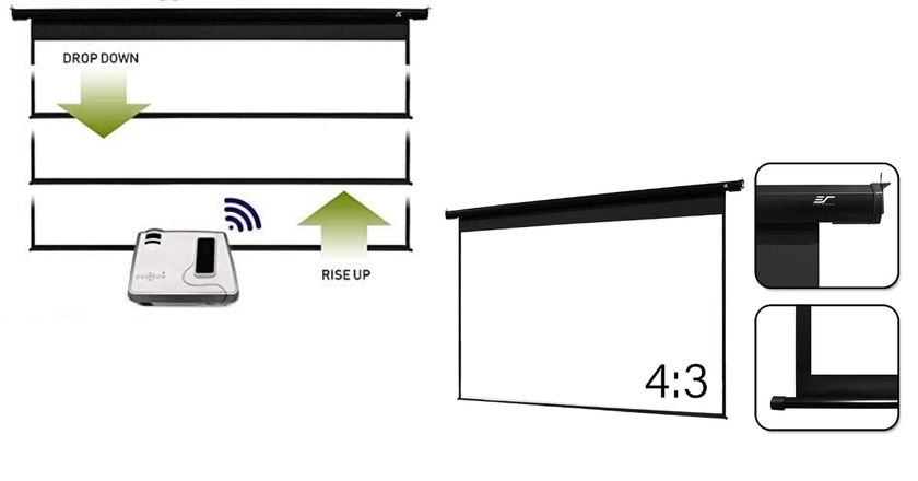 Ecran de projection électrique rétractable Akia 104 pouces avec télécommande