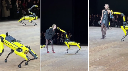 Cinq chiens robotisés Boston Dynamics participent au défilé de mode Coperni à Paris