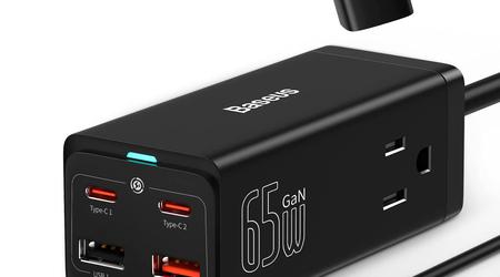 Baseus PowerCombo sur Amazon : Répartiteur avec quatre ports USB, deux prises de courant et jusqu'à 65 W de charge pour 47,99 $ (52 $ de réduction).