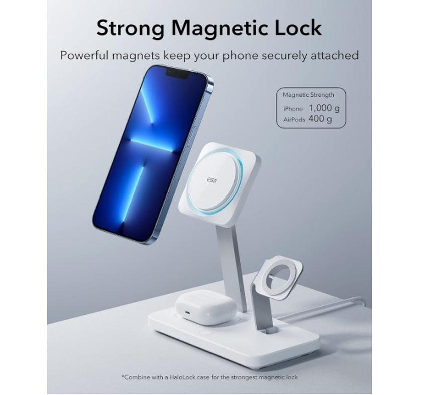chargeur qi charge rapide ESR HaloLock 3-en-1