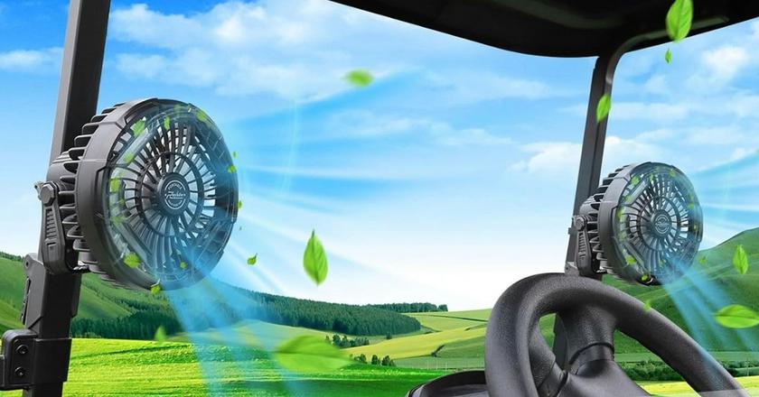 Ventilateur Roykaw pour chariot de golf avec clip