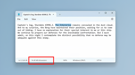 L'application standard Notepad de Windows 11 permet désormais de compter le nombre de caractères d'un document.