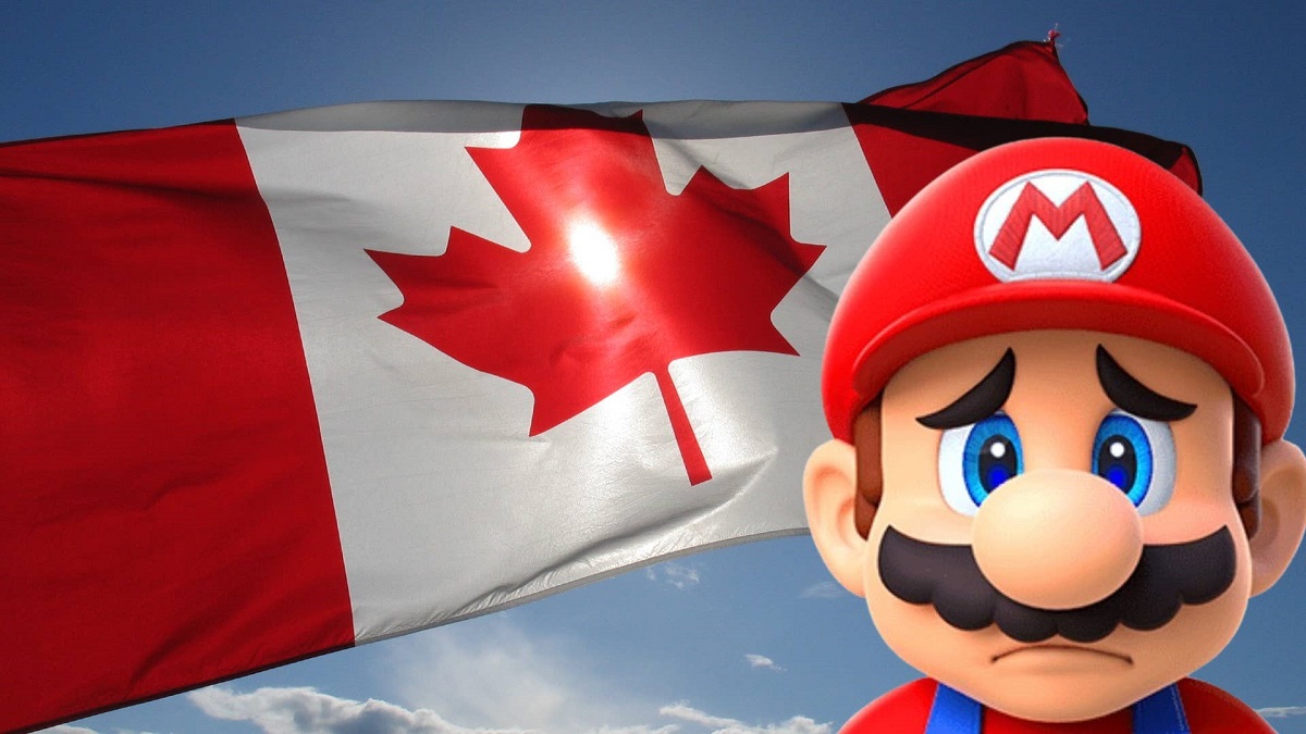 Combinaison créative : Drapeau canadien et Super Mario sur un collage Le drapeau canadien rencontre Super Mario : quel est le résultat ?