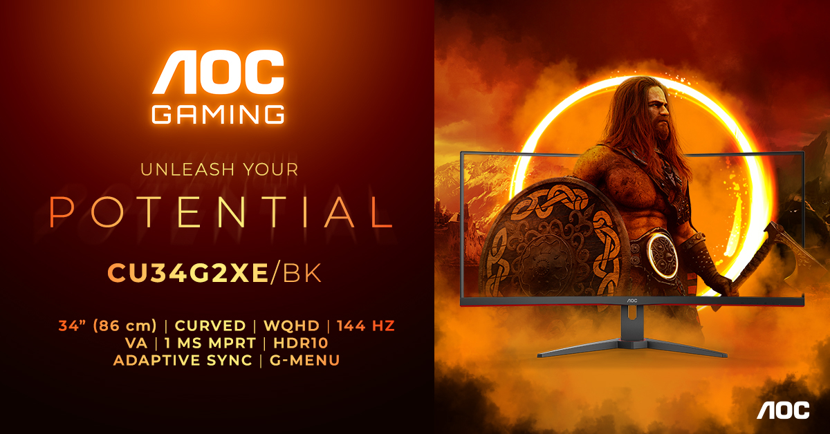 AOC Gaming CU34G2XE/BK - moniteur de jeu incurvé avec taux de rafraîchissement de 144 Hz au prix de 299 euros AOC Gaming CU34G2XE/BK - moniteur de jeu incurvé avec taux de rafraîchissement de 144 Hz au prix de 299 euros
