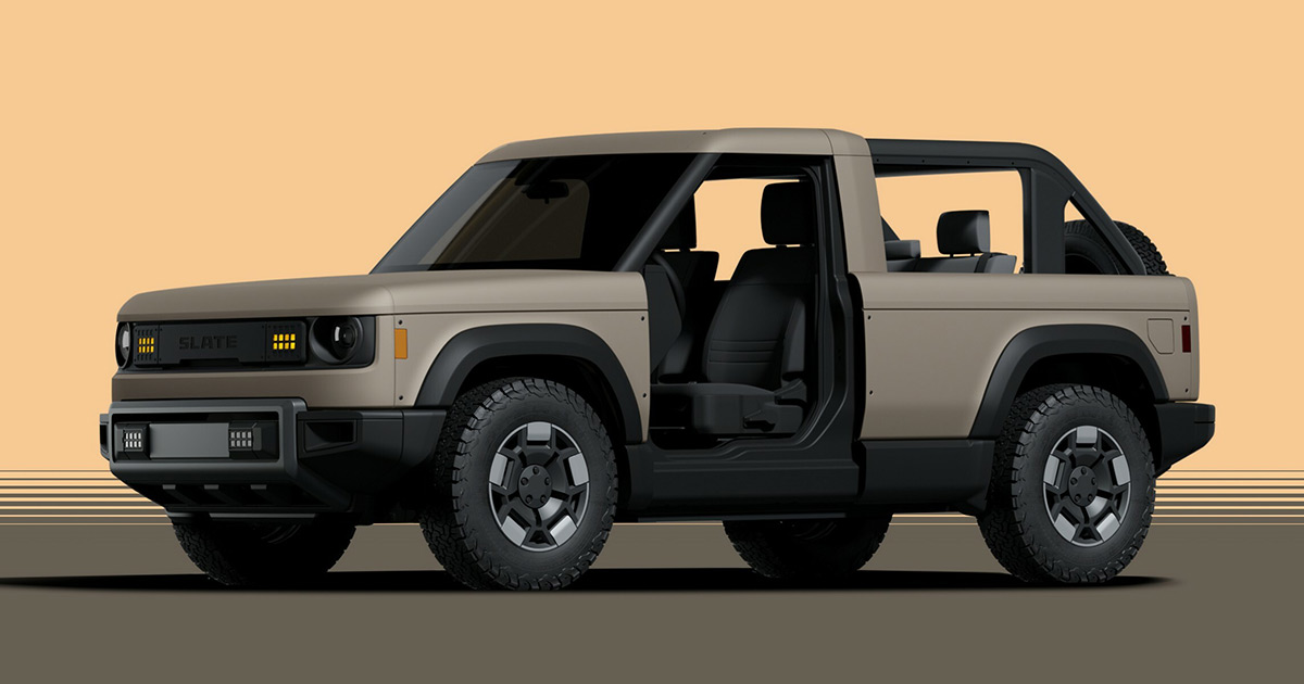 Véhicule électrique du futur : version décapotable du SUV de Slate EV Slate EV : Présentation d'un unique crossover électrique décapotable
