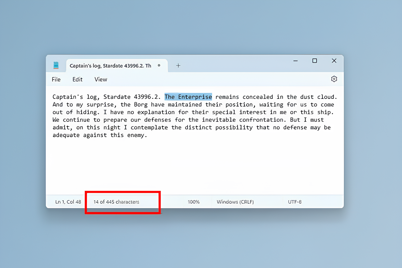 L'application standard Notepad de Windows 11 permet désormais de compter le nombre de caractères d'un document. L'application standard Notepad de Windows 11 permet désormais de compter le nombre de caractères d'un document.