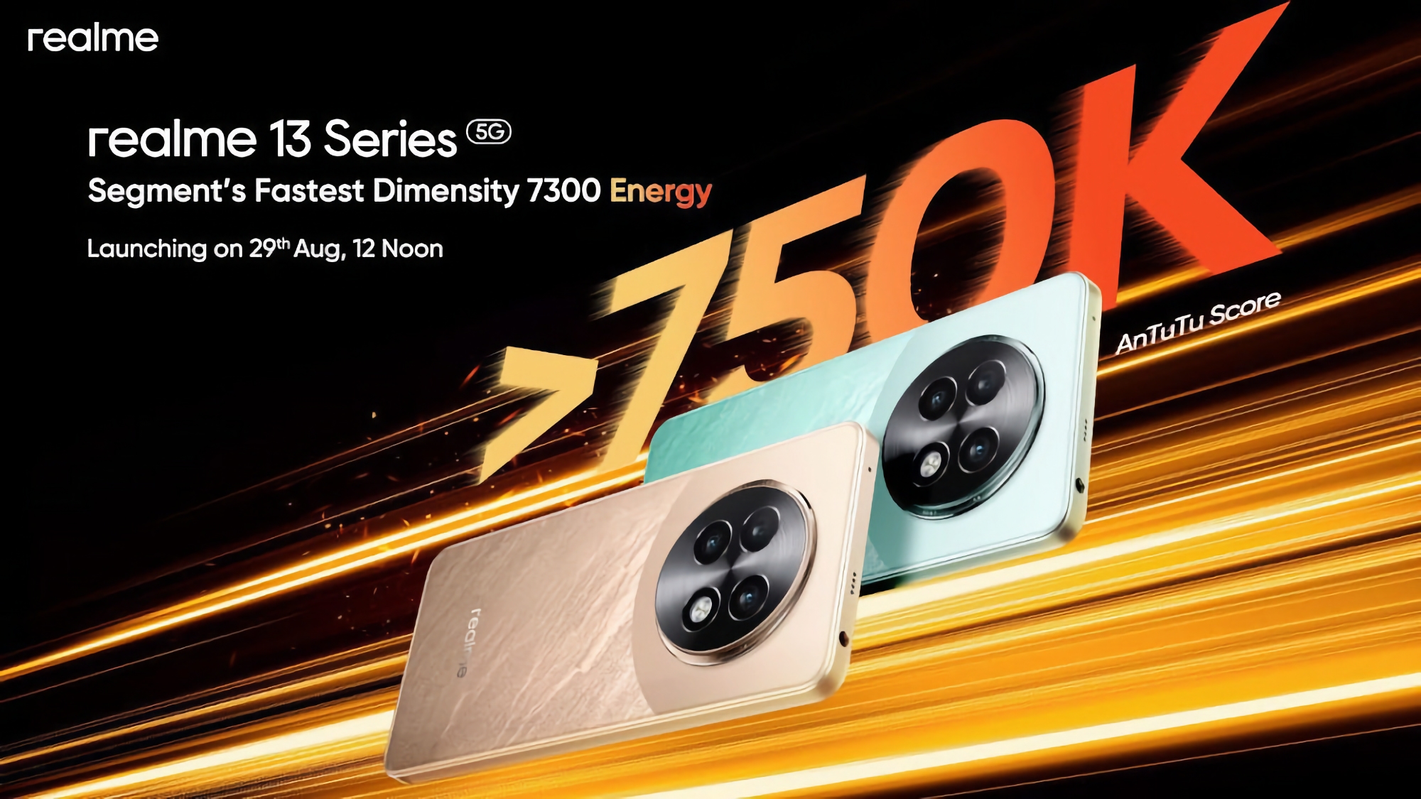 Les realme 13 et realme 13+ seront équipés de la puce MediaTek Dimensity 7300 Energy et feront leurs débuts le 29 août prochain Les realme 13 et realme 13+ seront équipés de la puce MediaTek Dimensity 7300 Energy et feront leurs débuts le 29 août prochain