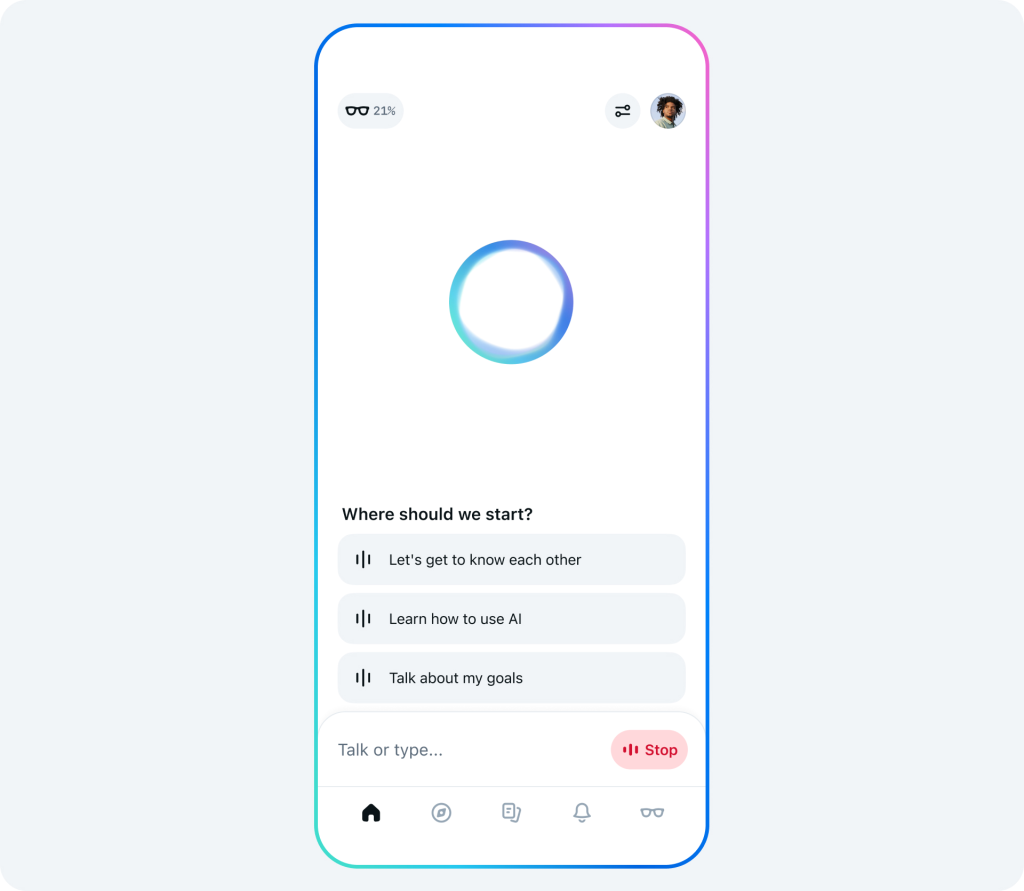 Écran principal de Meta AI Écran principal de Meta AI