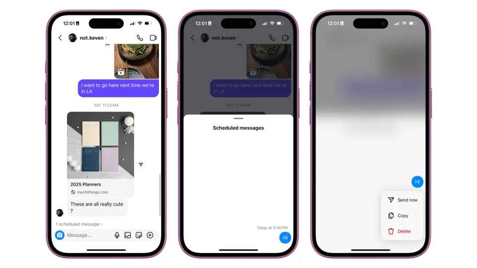 Illustration : Engadget Comment fonctionne l'option de message différé sur Instagram