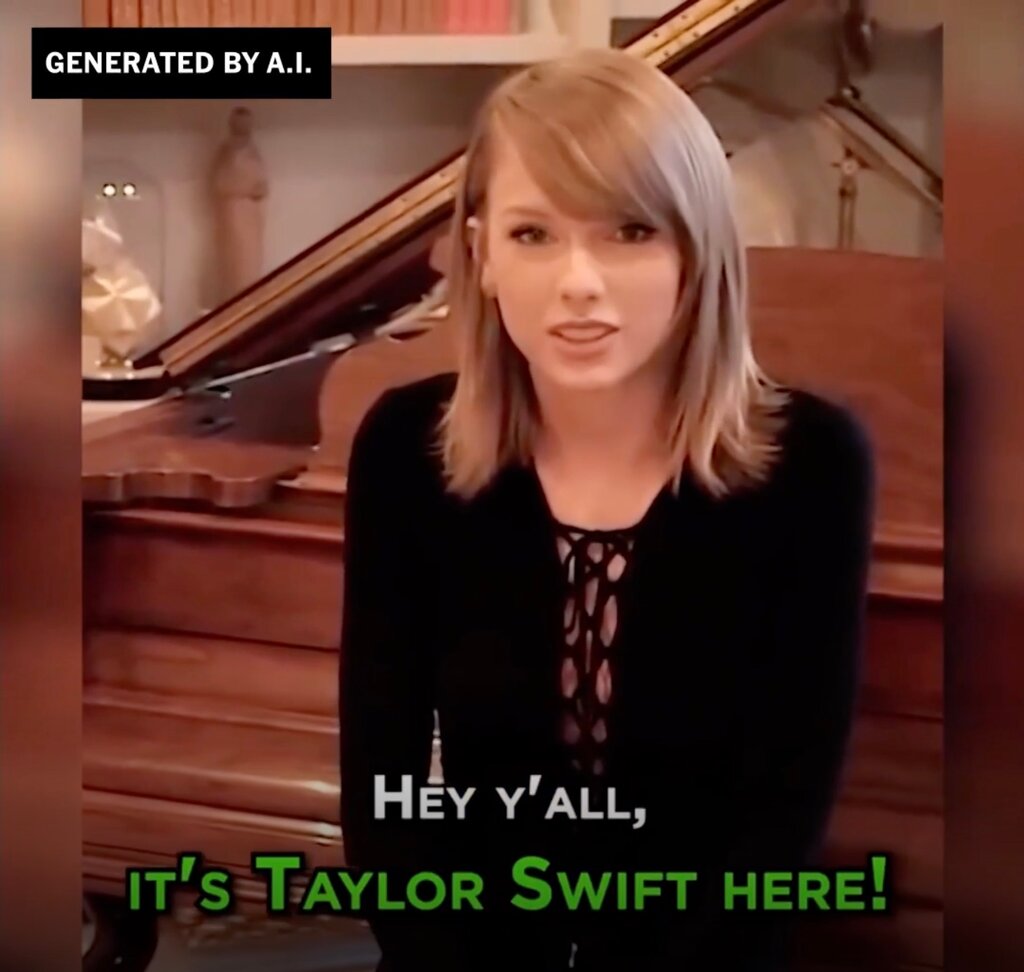 Des escrocs ont créé un deepfake de Taylor Swift offrant "gratuitement" des ensembles de vaisselle de luxe.-2 Des escrocs ont créé un deepfake de Taylor Swift offrant "gratuitement" des ensembles de vaisselle de luxe.-2