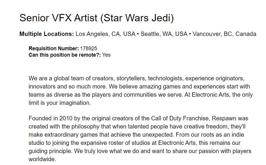 L'histoire n'est pas encore terminée : un nouveau volet de Star Wars Jedi est déjà en cours de développement, comme l'indiquent les offres d'emploi de Respawn Entertainment.-2 L'histoire n'est pas encore terminée : un nouveau volet de Star Wars Jedi est déjà en cours de développement, comme l'indiquent les offres d'emploi de Respawn Entertainment.-2