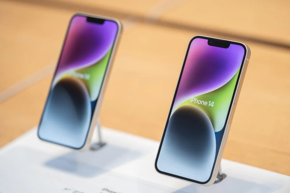 iPhone 14 L'iPhone 14. Illustration par Bloomberg