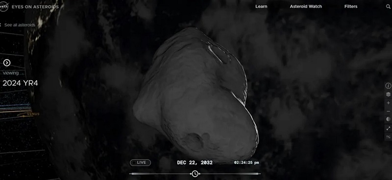 La source est la NASA Modélisation de l'apparence de l'astéroïde 2024 YR4