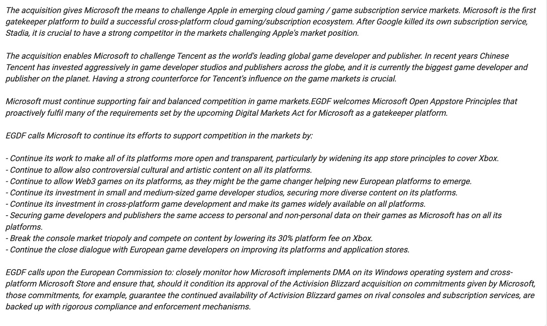 La Fédération européenne des développeurs de jeux vidéo (EGDF) s'est prononcée en faveur de l'accord entre Microsoft et Activision Blizzard.-3 La Fédération européenne des développeurs de jeux vidéo (EGDF) s'est prononcée en faveur de l'accord entre Microsoft et Activision Blizzard.-3