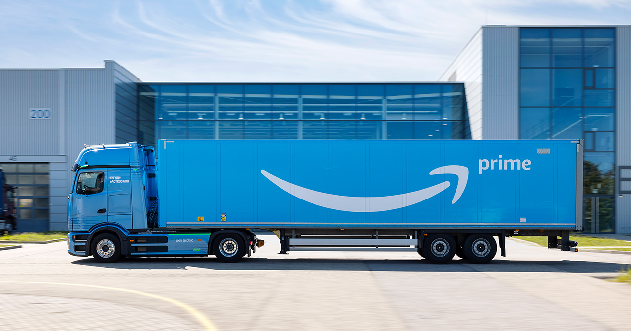 Mercedes-Benz eActros 600 Mercedes-Benz eActros 600 en livrée Amazon.