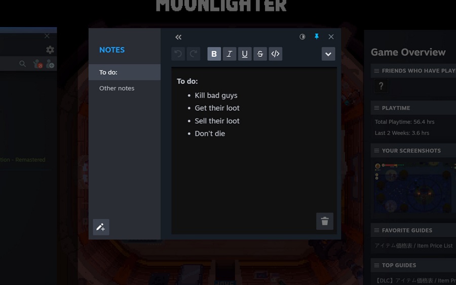 Une mise à jour majeure a été publiée pour le client bêta de Steam. Les développeurs ont amélioré la superposition, ajouté une option de notes textuelles et simplifié la gestion des captures d'écran.-4 Une mise à jour majeure a été publiée pour le client bêta de Steam. Les développeurs ont amélioré la superposition, ajouté une option de notes textuelles et simplifié la gestion des captures d'écran.-4