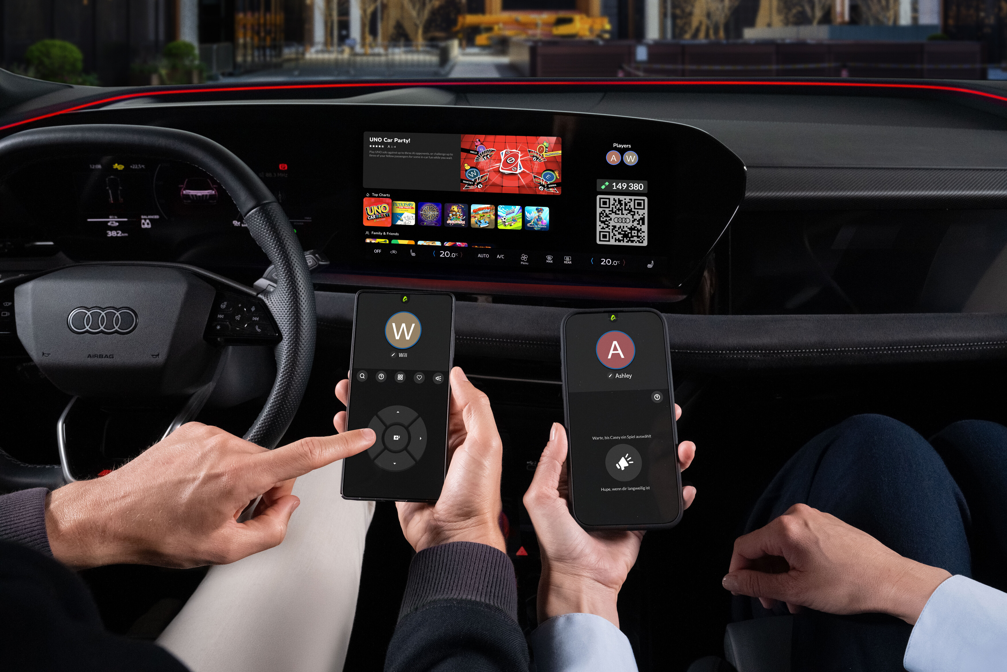 Interface de jeu Audi avec intégration AirConsole Interface de jeu Audi avec intégration AirConsole