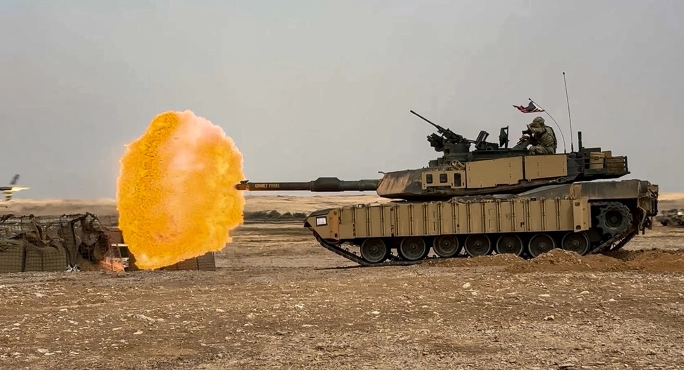 M1A2 Abrams en action lors d'un entraînement M1A2 Abrams pendant un exercice. Illustration : Armée américaine