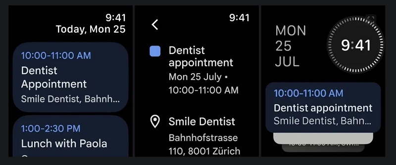 Google Calendar sur Apple Watch Google Calendar sur Apple Watch