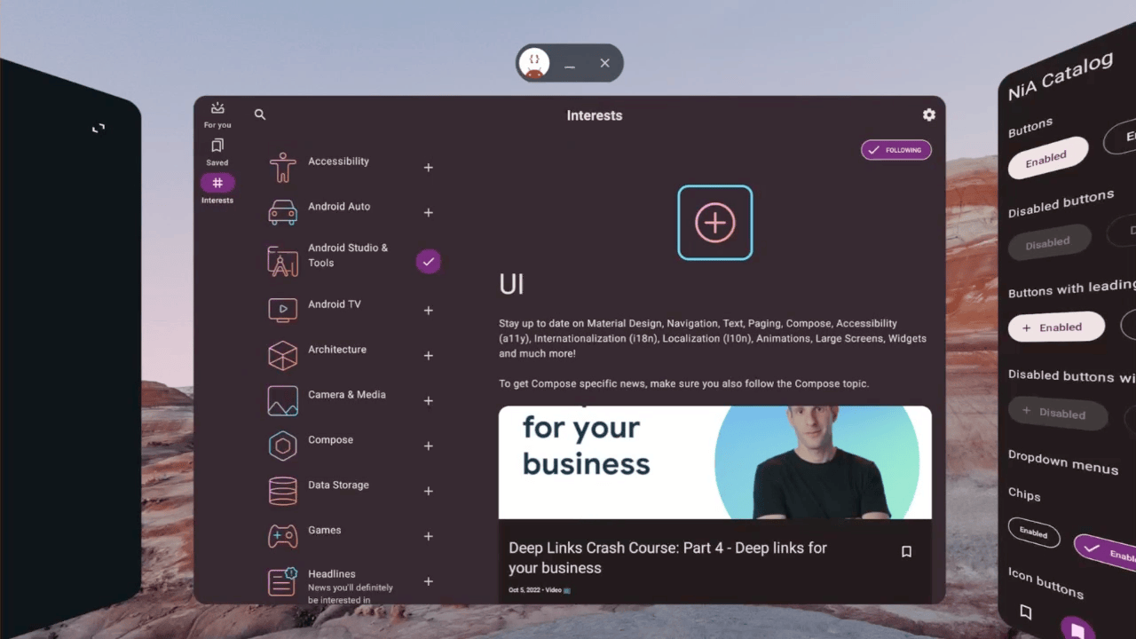 GIF Android XR Les animations Android XR illustrent la puissance des applications pour grands écrans