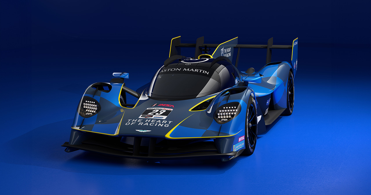 Aston Martin Valkyrie LMH sur fond de circuit automobile Aston Martin Valkyrie LMH sur fond de circuit automobile
