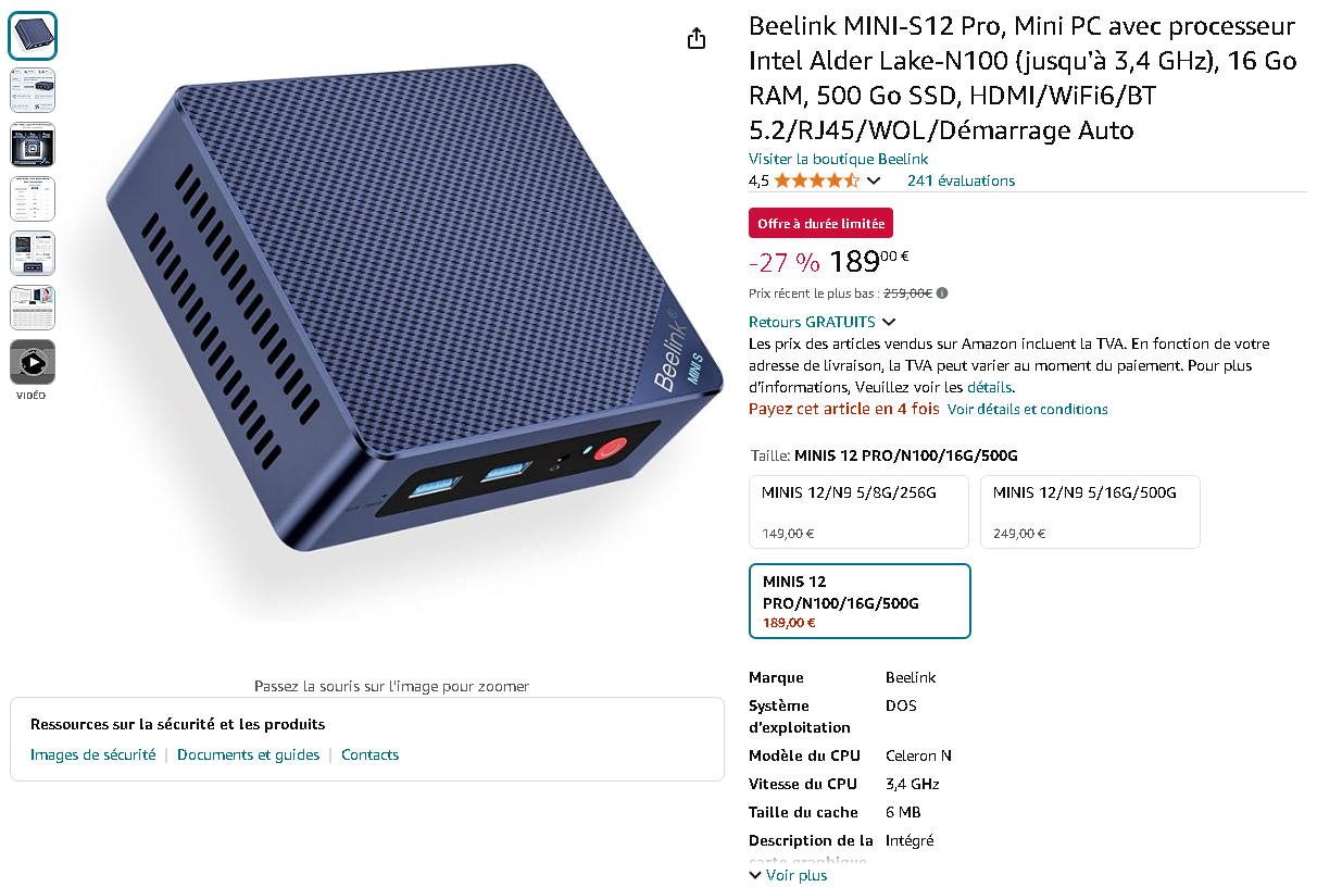 Beelink MINI-S12 Pro - Mini PC Ultra-Compact Image du Beelink MINI-S12 Pro