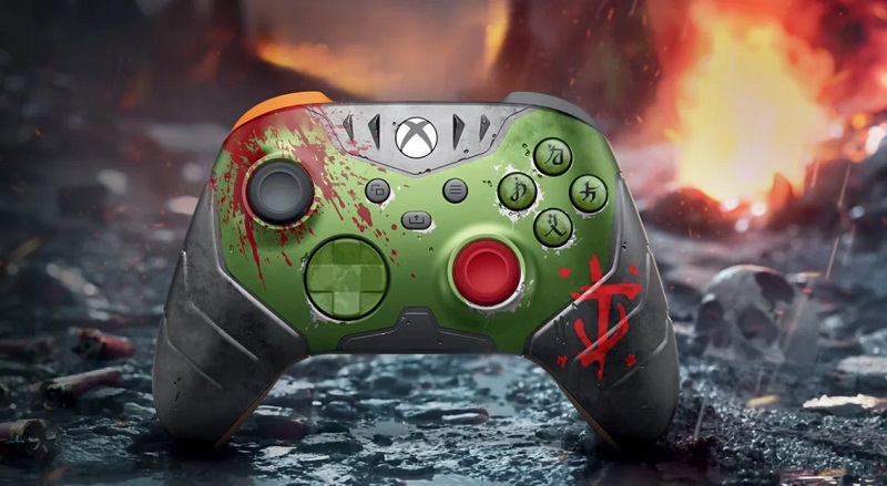 Manette sans fil Xbox dans le style de DOOM : Les Âges Sombres