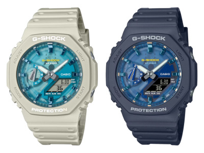 Montres Casio G-Shock GA-2100AS-5A (à gauche) et GA-2100AS-2A (à droite)