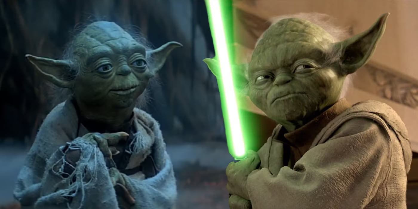 Yoda avant et après l'image de synthèse
