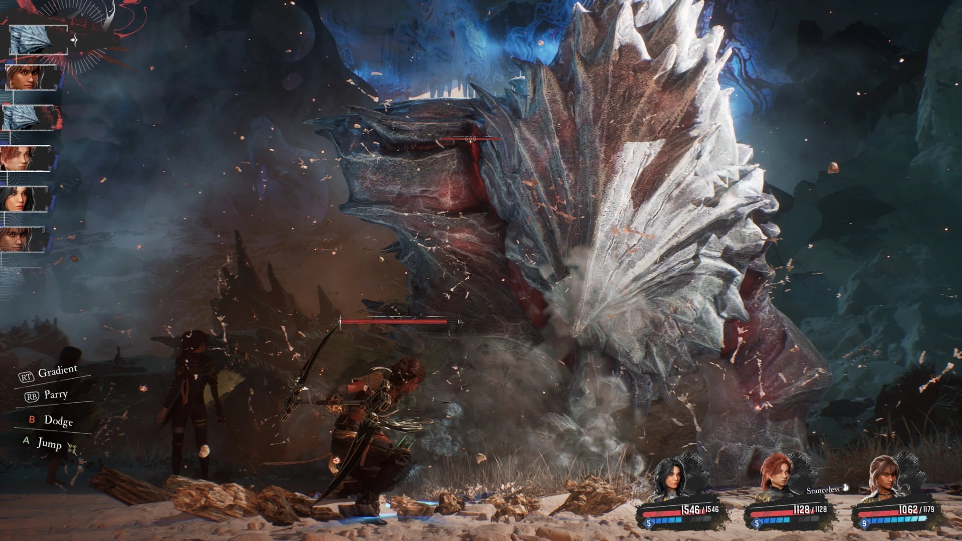 Chaque combat est un petit acte : penser, appuyer, frapper. Illustration : Sandfall Interactive