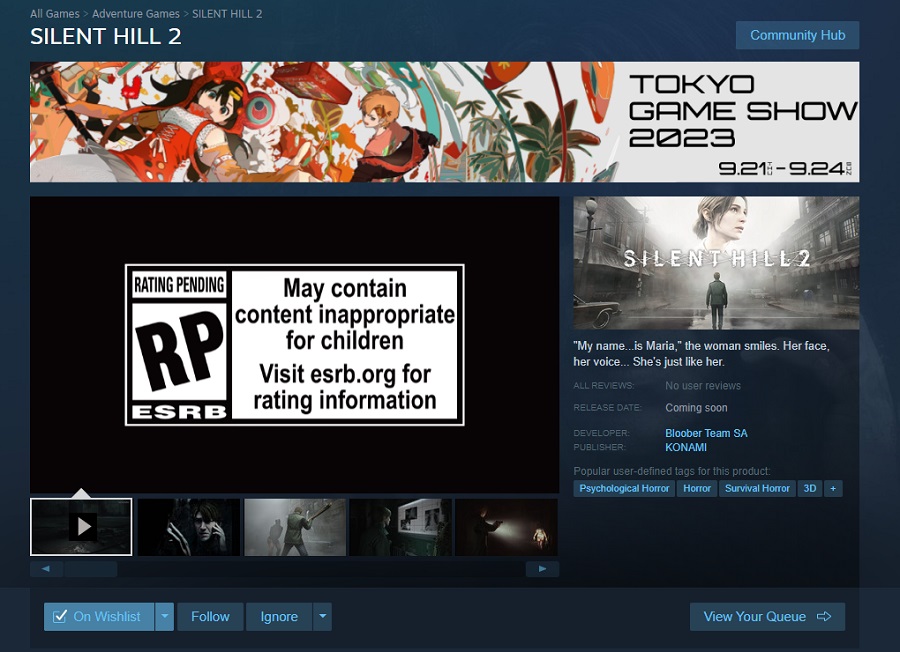 Une nouvelle présentation du remake de Silent Hill 2 aura lieu au Tokyo Game Show 2023, comme l'indiquent des informations sur la page Steam du jeu.-2 Une nouvelle présentation du remake de Silent Hill 2 aura lieu au Tokyo Game Show 2023, comme l'indiquent des informations sur la page Steam du jeu.-2