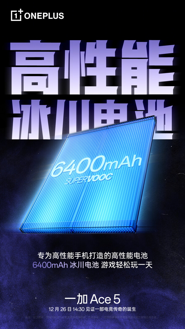 OnePlus Ace 5. Illustration Teaser de la batterie du OnePlus Ace 5