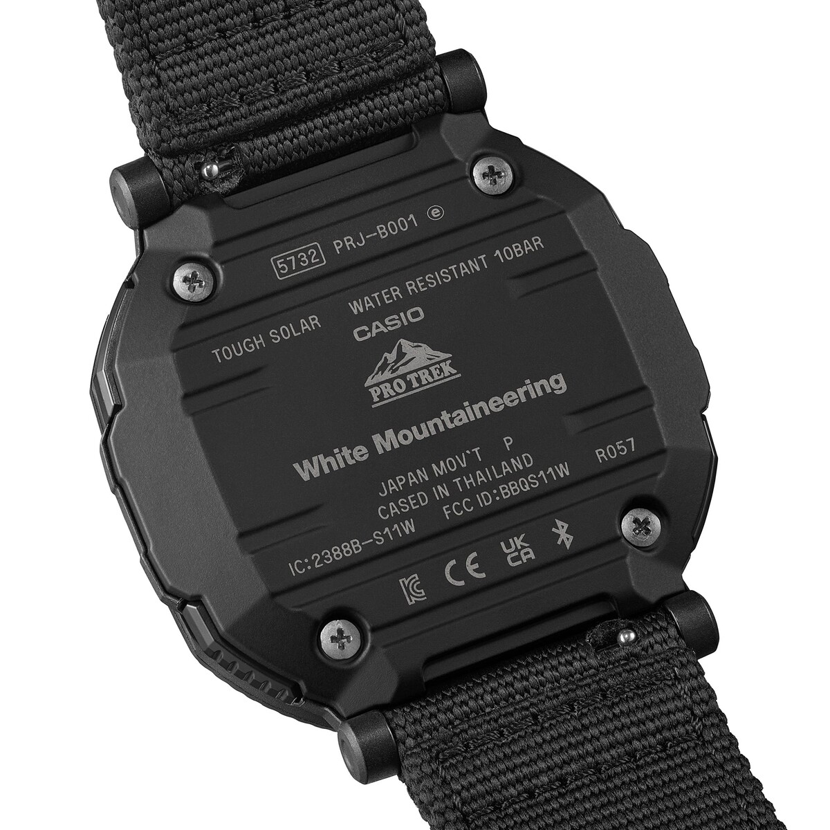 Casio Pro Trek PRJ-B001WM-1 avec design noir et motifs triangulaires Casio Pro Trek PRJ-B001WM-1 avec design noir et motifs triangulaires