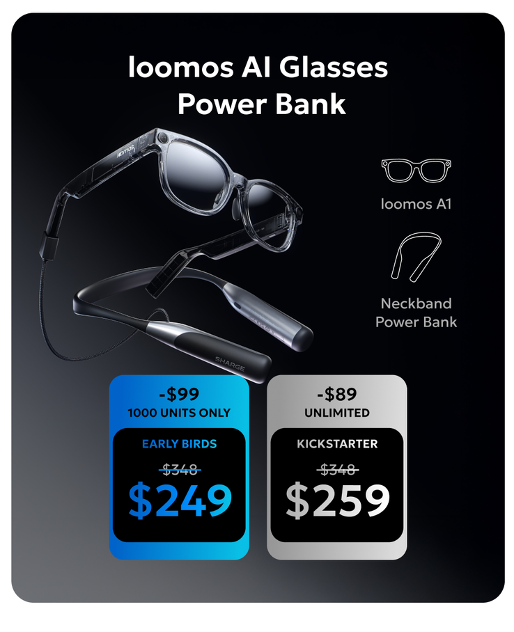Lunettes Sharge Loomos et Powerbank Neckband Lunettes Sharge Loomos et Powerbank Neckband