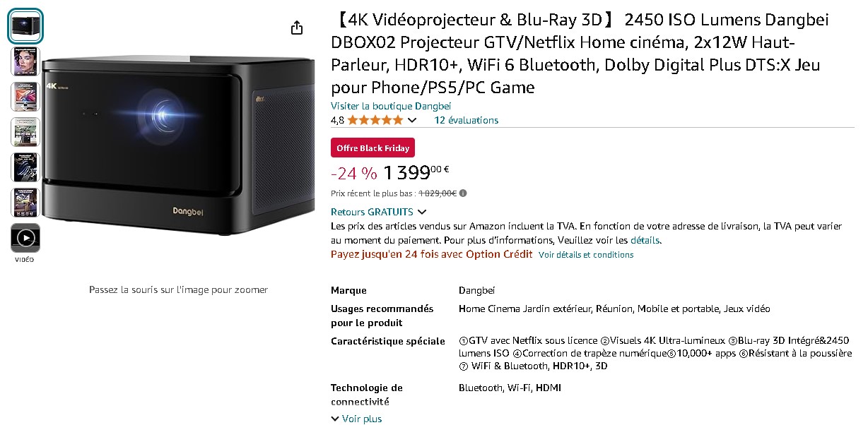 Dangbei 4K Vidéoprojecteur Dangbei 4K Vidéoprojecteur