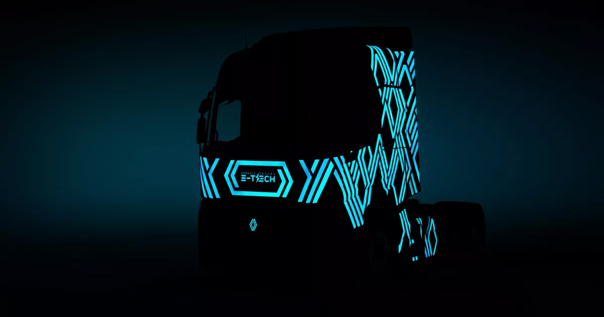 Camion Renault Trucks E-Tech Diamond Echo avec design original sur la cabine Camion Renault Trucks E-Tech Diamond Echo avec design original sur la cabine