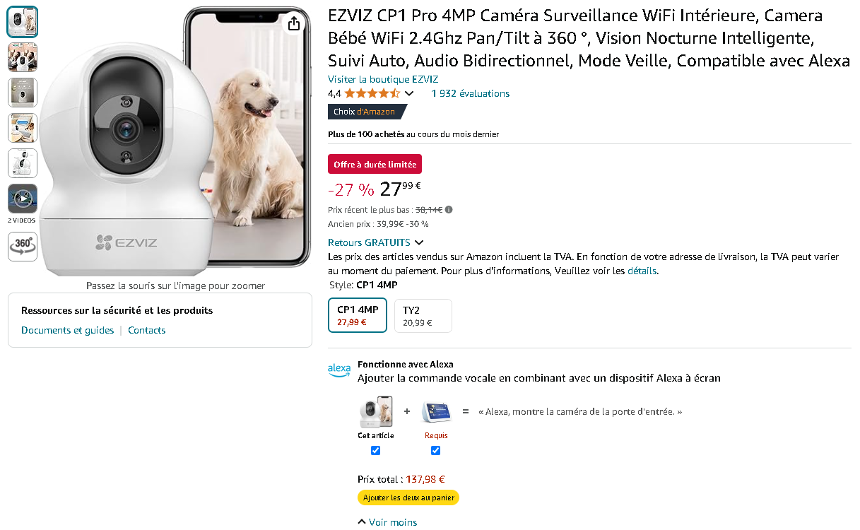 Caméra EZVIZ CP1 Pro Caméra EZVIZ CP1 Pro