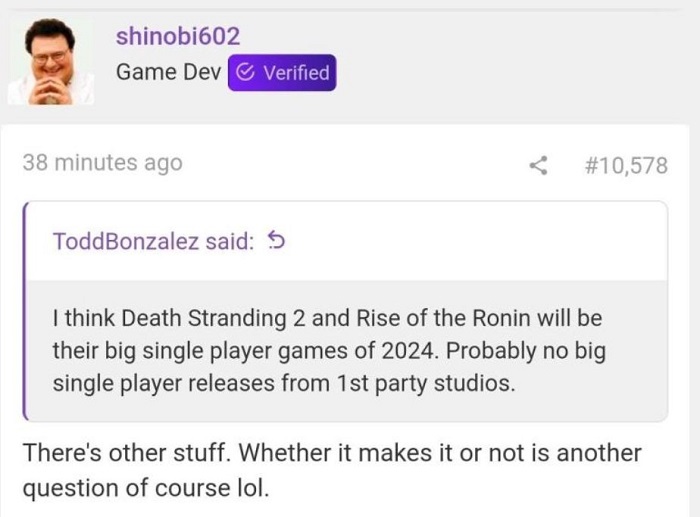 Insider : Death Stranding 2 et Rise of the Ronin sortiront en 2024. Sony prépare quelques nouveautés intéressantes dont on ne sait pas encore grand-chose.-2 Insider : Death Stranding 2 et Rise of the Ronin sortiront en 2024. Sony prépare quelques nouveautés intéressantes dont on ne sait pas encore grand-chose.-2