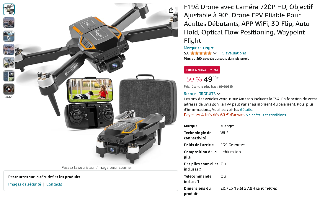 Drone F198 double caméra HD Drone F198 double caméra HD