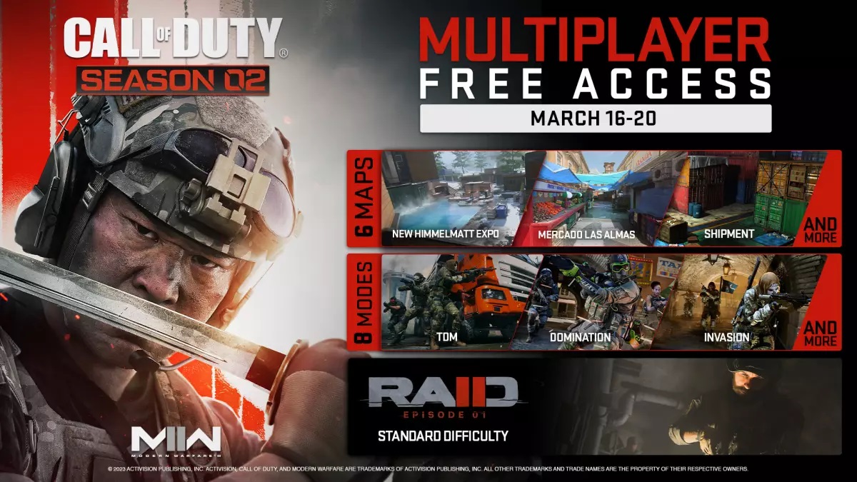 Week-end gratuit Call of Duty : Modern Warfare II : les modes en ligne seront accessibles à tous du 16 au 20 mars Week-end gratuit Call of Duty : Modern Warfare II : les modes en ligne seront accessibles à tous du 16 au 20 mars