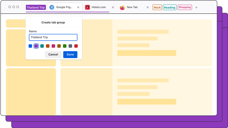 Nouvelle fonction de groupe d'onglets pour le navigateur Mozilla Firefox