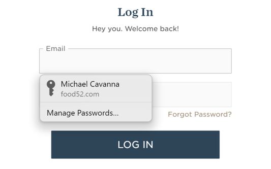 Capture d'écran de l'extension dans Firefox Capture d'écran de l'extension iCloud Passwords dans Firefox