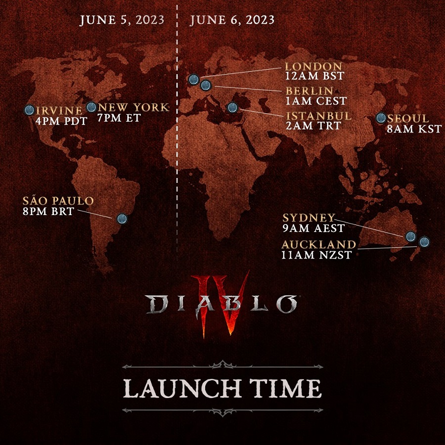 Blizzard a publié des cartes qui indiquent clairement la date et l'heure de sortie de Diablo IV dans différents fuseaux horaires.-3 Blizzard a publié des cartes qui indiquent clairement la date et l'heure de sortie de Diablo IV dans différents fuseaux horaires.-3