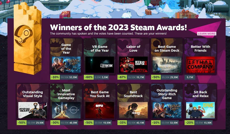 Les lauréats des Steam Awards 2023 ont été annoncés : Baldur's Gate III a été élu meilleur jeu de l'année par les joueurs.-2 Les lauréats des Steam Awards 2023 ont été annoncés : Baldur's Gate III a été élu meilleur jeu de l'année par les joueurs.-2
