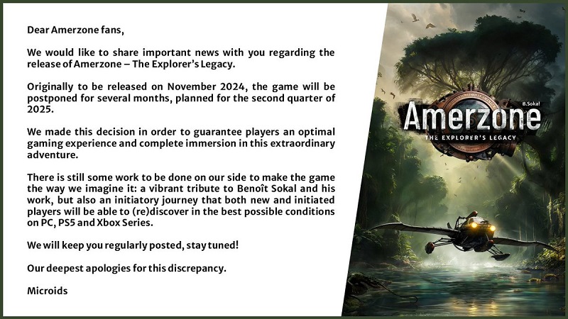 Journey to the Jungle est reporté - L'éditeur français Microids a repoussé la sortie d'Amerzone : The Explorer's Legacy à 2025-2 Journey to the Jungle est reporté - L'éditeur français Microids a repoussé la sortie d'Amerzone : The Explorer's Legacy à 2025-2